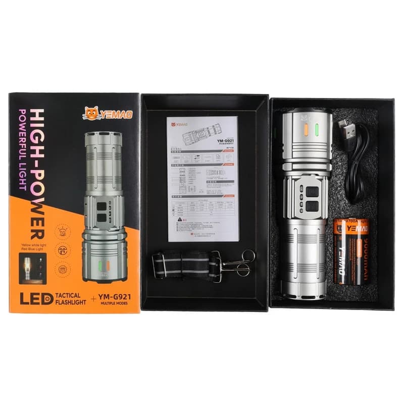Ліхтар YEMAO YM-G921 TG 30W, 1x40700, Power Bank, ЗУ Type-C, zoom, функція лампи — фото 8