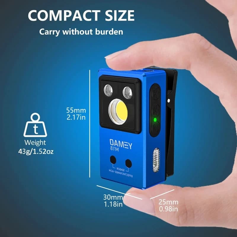 Ліхтар YEMAO YM-M18 TG+2UV+SMD(RGB), Motion Sensor , Li-Ion акумулятор, ЗУ Type-C, магніт, кліпса — фото 3