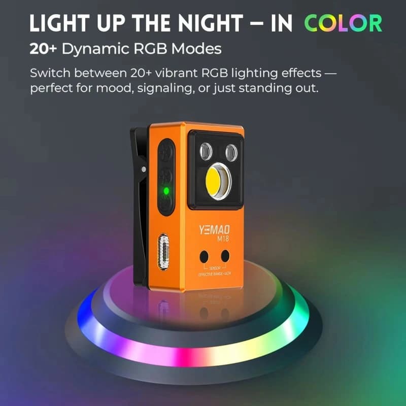 Ліхтар YEMAO YM-M18 TG+2UV+SMD(RGB), Motion Sensor , Li-Ion акумулятор, ЗУ Type-C, магніт, кліпса — фото 10