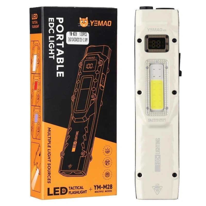 Ліхтар YEMAO YM-M28 2XPL+COB(White+Red)+UV, Li-Ion акумулятор, ЗУ Type-C, кліпса — фото 1