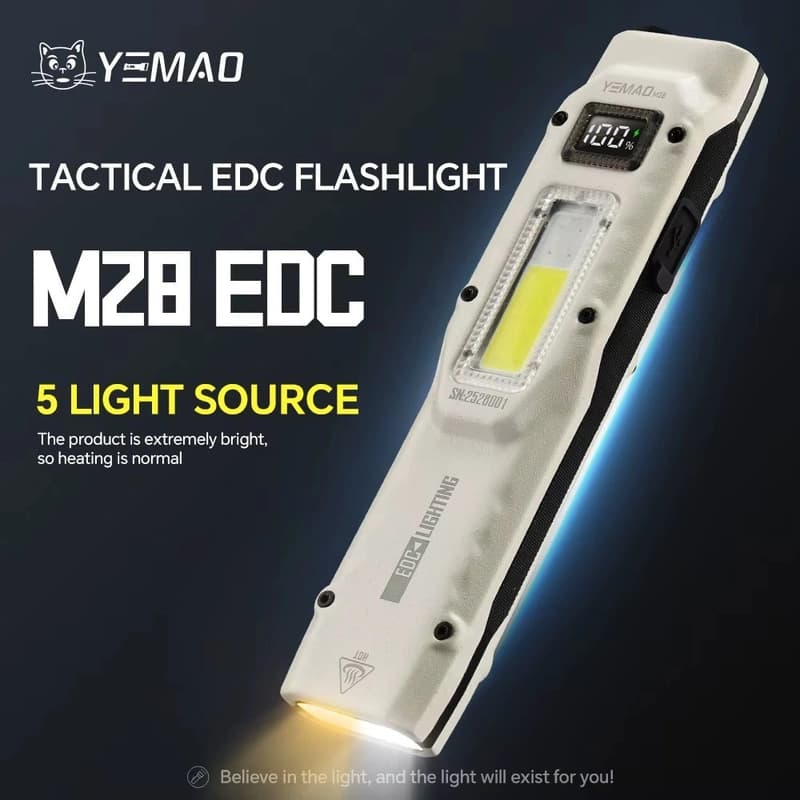Ліхтар YEMAO YM-M28 2XPL+COB(White+Red)+UV, Li-Ion акумулятор, ЗУ Type-C, кліпса — фото 5