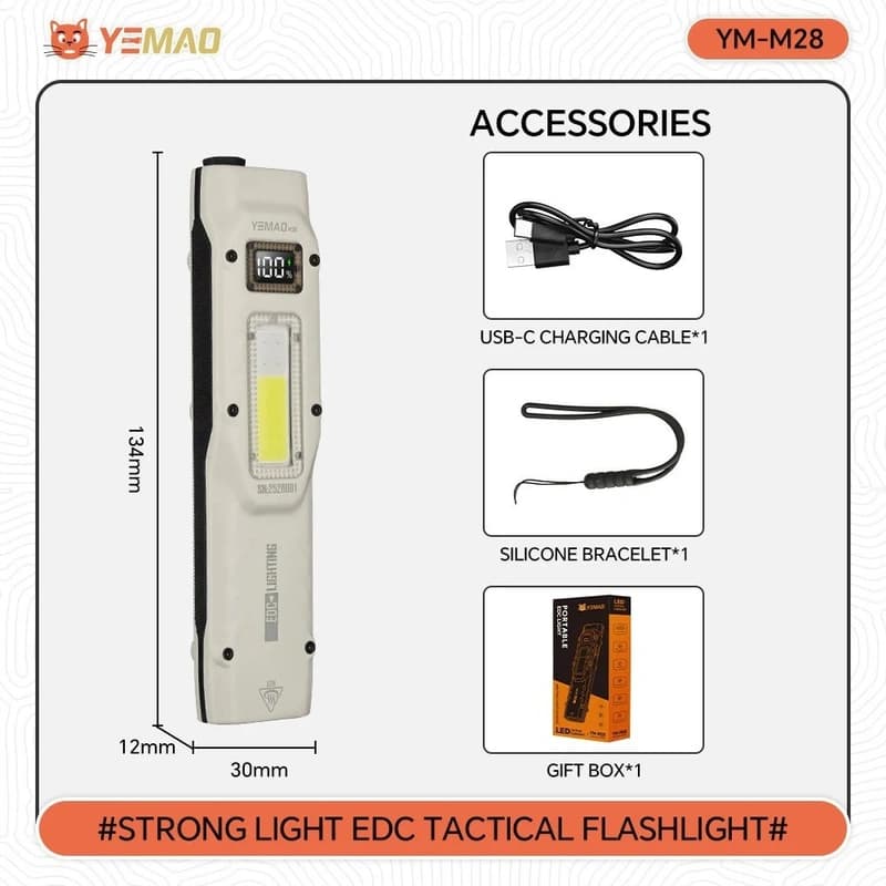 Ліхтар YEMAO YM-M28 2XPL+COB(White+Red)+UV, Li-Ion акумулятор, ЗУ Type-C, кліпса — фото 7