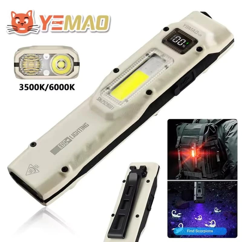 Ліхтар YEMAO YM-M28 2XPL+COB(White+Red)+UV, Li-Ion акумулятор, ЗУ Type-C, кліпса — фото 8