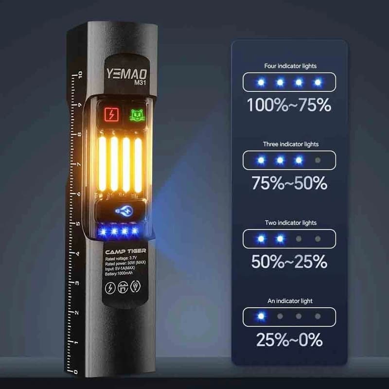 Ліхтар YEMAO YM-M31 P50+лазер(RED)+SMD(RGB), Li-Ion акумулятор, ЗУ Type-C, магніт, затискач — фото 5