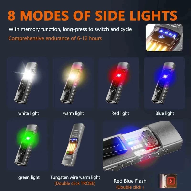 Ліхтар YEMAO YM-M31 P50+лазер(RED)+SMD(RGB), Li-Ion акумулятор, ЗУ Type-C, магніт, затискач — фото 10