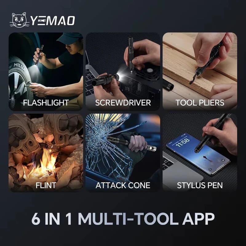Фонарь YEMAO YM-M91 XPG, 1x10280, ЗУ Type-C, 6-in-1 multitool — фото 7