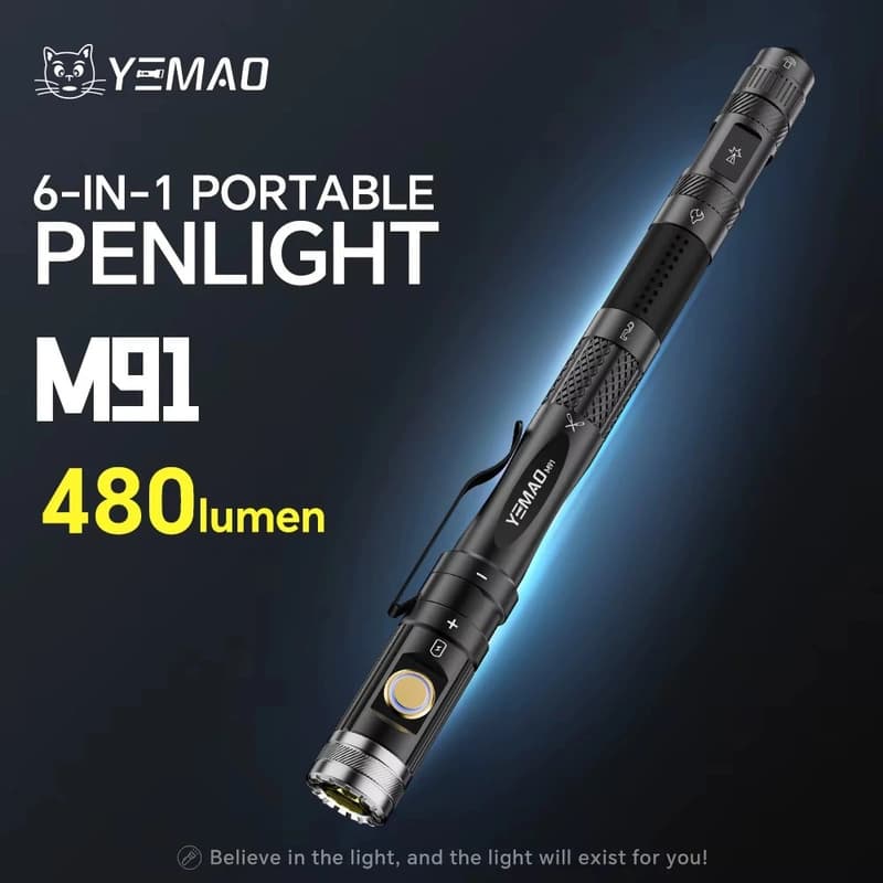 Фонарь YEMAO YM-M91 XPG, 1x10280, ЗУ Type-C, 6-in-1 multitool — фото 9