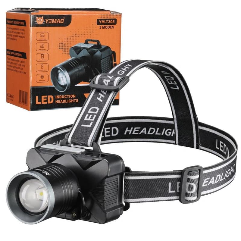 Ліхтар налобний YEMAO YM-T305 TG 30W, Motion Sensor, Li-Ion акумулятор, ЗУ Type-C, zoom — фото 1