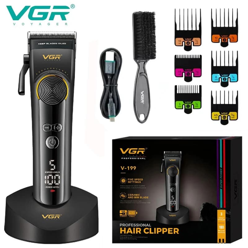 Акумуляторна машинка для стрижки (clipper) VGR V-199 BLACK