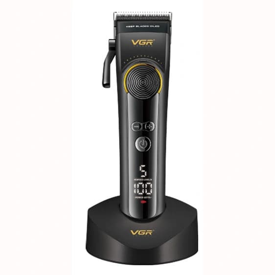 Акумуляторна машинка для стрижки (clipper) VGR V-199 BLACK, 6 насадок, LED display — фото 2
