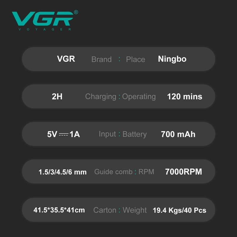 Тример VGR V-900B, 4 насадки, LED display, 7000 RPM — фото 6