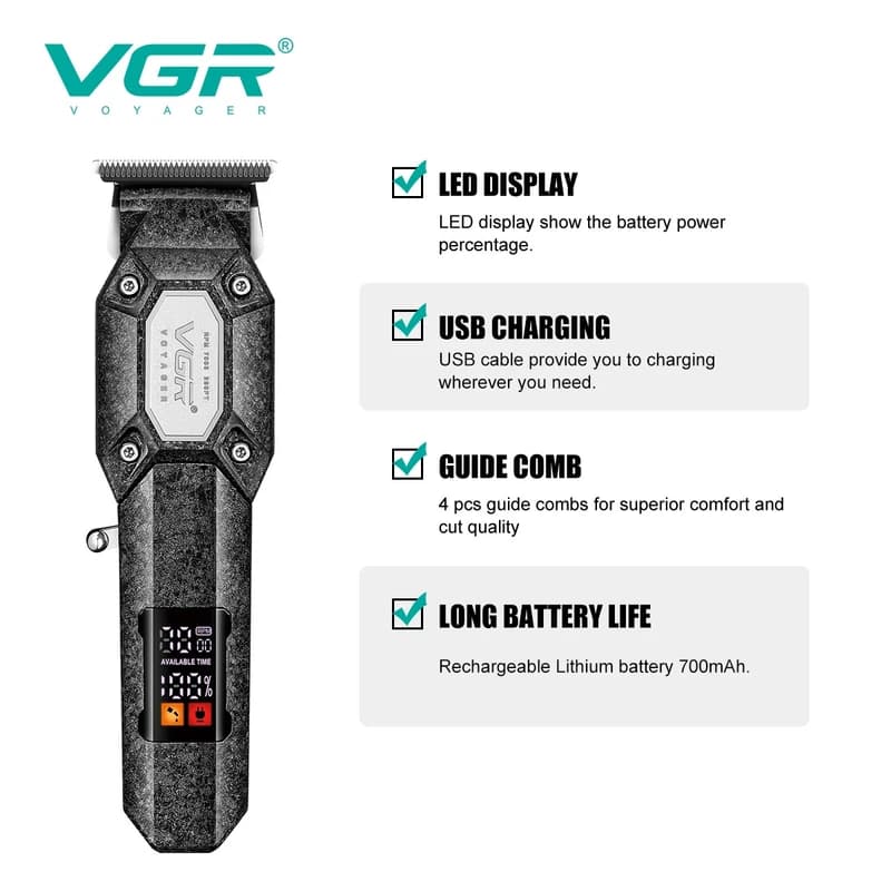 Тример VGR V-900B, 4 насадки, LED display, 7000 RPM — фото 7
