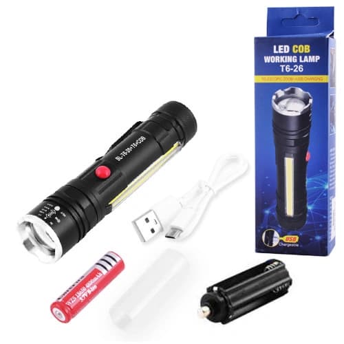 Ліхтар Police T6-26+T6+COB, 1x18650/3xAAA, магніт, zoom, ЗП microUSB, Box — фото 3