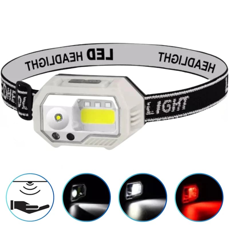 Ліхтар налобний SH-S9-XPE+COB+3SMD(Red), Motion Sensor, Li-Ion акумулятор, ЗП Type-C, Box — фото 1