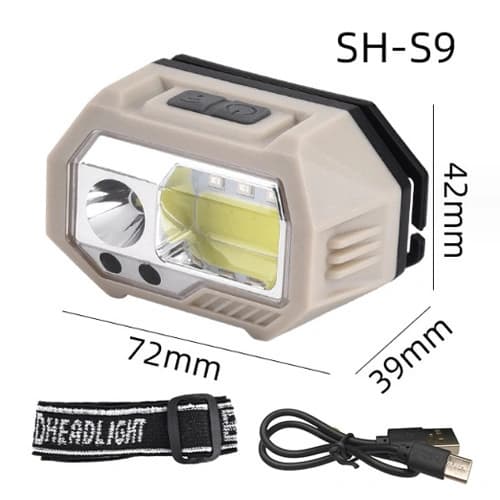 Ліхтар налобний SH-S9-XPE+COB+3SMD(Red), Motion Sensor, Li-Ion акумулятор, ЗП Type-C, Box — фото 4