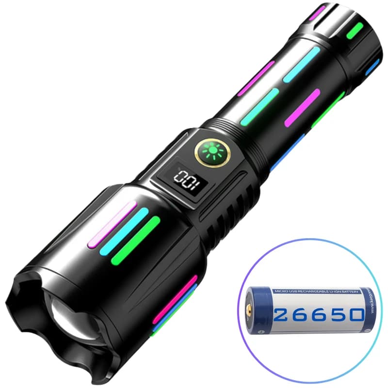 Ліхтар NIGHT VISION FLUORESCENCE W515-PM10-TG, Power Bank,, індикація заряду, 1x26650, ЗП Type-C, zoom, Box — фото 1