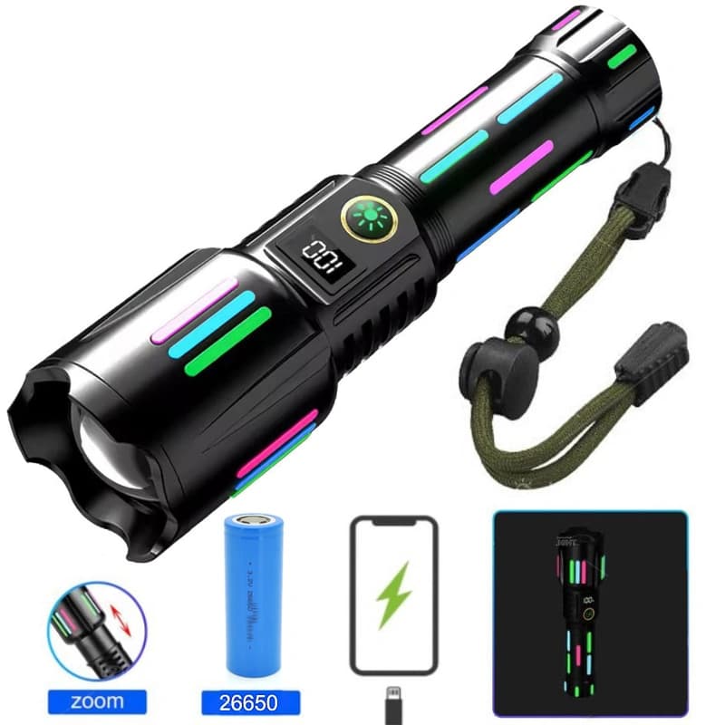 Ліхтар NIGHT VISION FLUORESCENCE W515-PM10-TG, Power Bank,, індикація заряду, 1x26650, ЗП Type-C, zoom, Box — фото 2