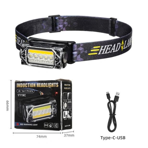 Ліхтар налобний YY-19С-5SMD+COB(white+yellow+red), Motion Sensor, Li-Ion акумулятор, ЗП Type-C, магніт, Box — фото 4