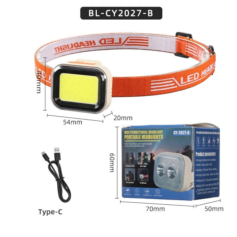 Ліхтар налобний CY-2027-B-COB(white+red), Li-Ion акумулятор, ЗП Type-C — фото 4