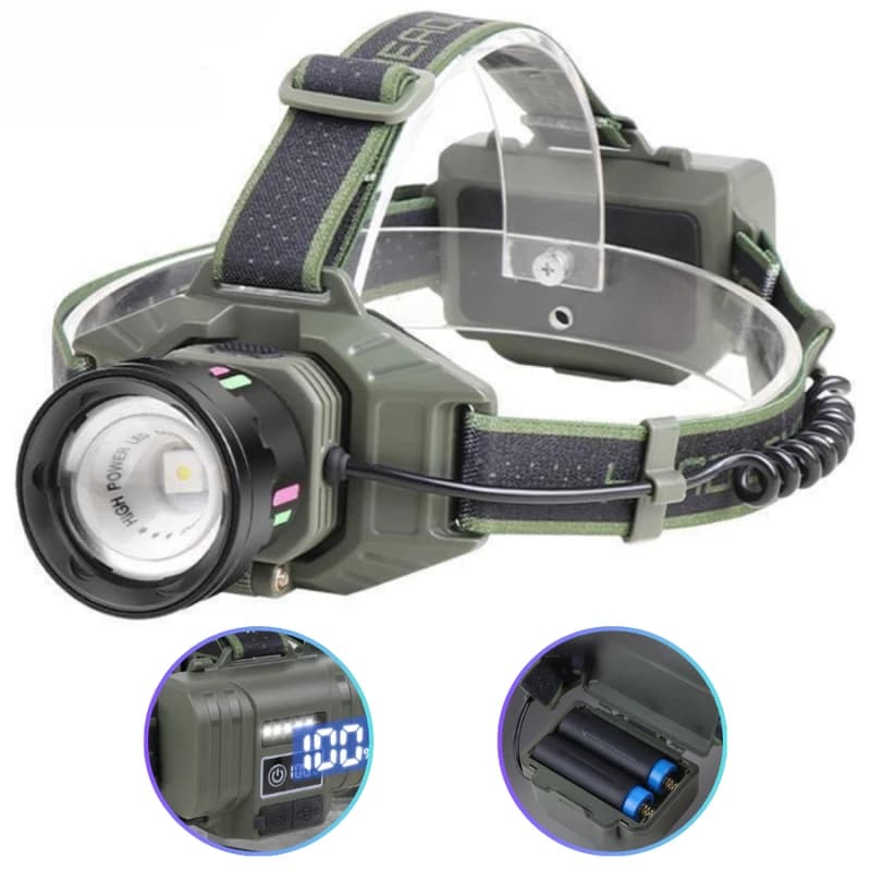 Ліхтар налобний NIGHT VISION FLUORESCENCE 8098-TG, IPX4, 2x18650/2x21700, ЗП Type-C, zoom, Box — фото 1
