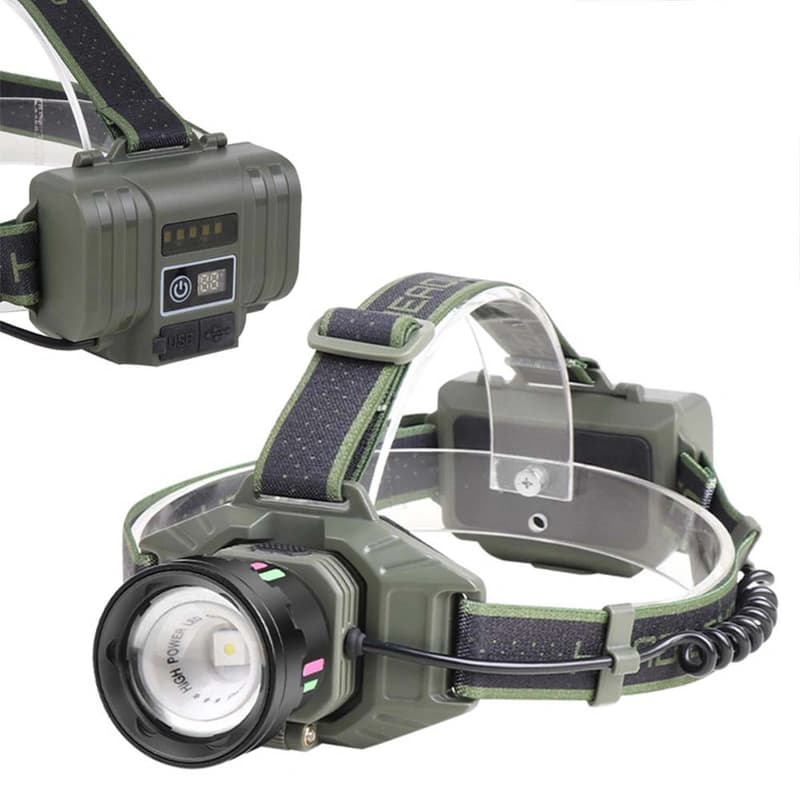 Ліхтар налобний NIGHT VISION FLUORESCENCE 8098-TG, IPX4, 2x18650/2x21700, ЗП Type-C, zoom, Box — фото 2