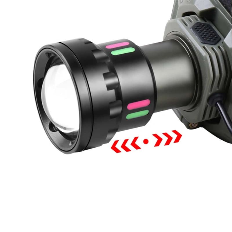 Ліхтар налобний NIGHT VISION FLUORESCENCE 8098-TG, IPX4, 2x18650/2x21700, ЗП Type-C, zoom, Box — фото 5
