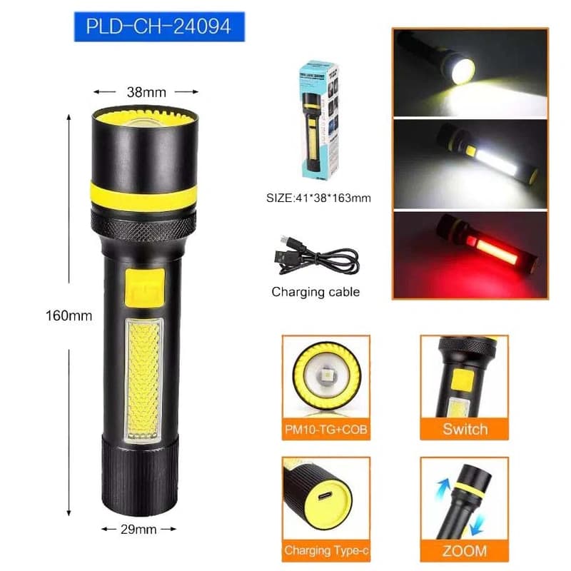 Ліхтар 24094-WHITE LASER LED PM10-TG+COB(White+Red), Li-Ion акумулятор, ЗП Type-C, zoom — фото 2