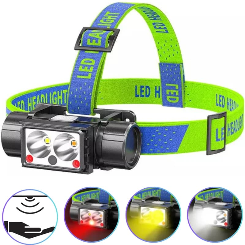 Ліхтар налобний LG-07-LM(WHITE)+LM(YELLOW)+SMD(RED), Motion Sensor, Li-Ion аккум., ЗП Type-C — фото 1