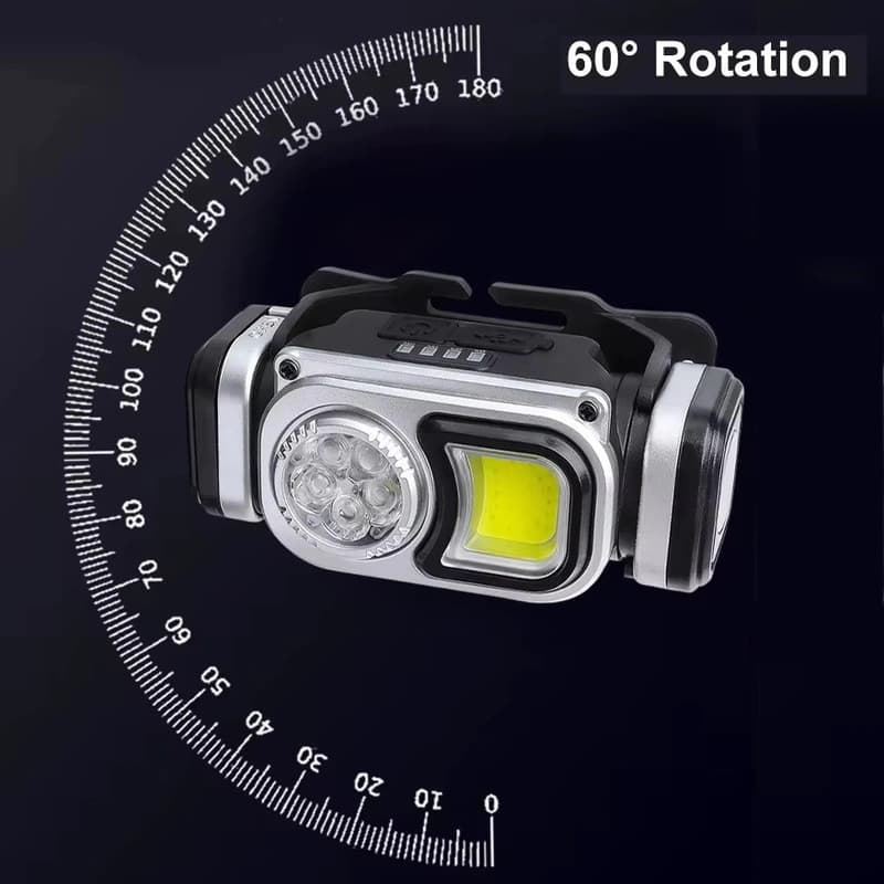 Ліхтар налобний HX-T60-5SMD+COB(White+Red), Waterproof, 1x18650, ЗП Type-C, магніт, Box — фото 4