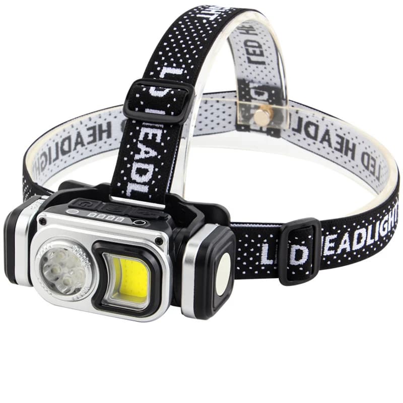 Ліхтар налобний HX-T60-5SMD+COB(White+Red), Waterproof, 1x18650, ЗП Type-C, магніт, Box — фото 8
