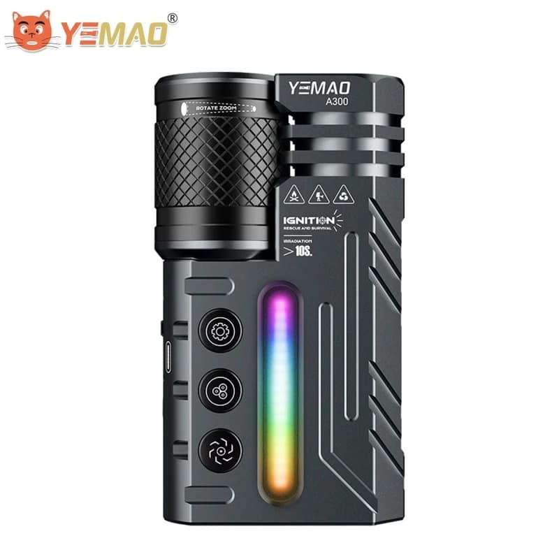 Ліхтар YEMAO YM-A300-SFT12R+3x3535+RGB, Li-Ion акумулятор, ЗУ Type-C, zoom — фото 2