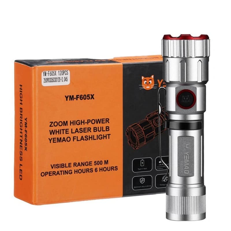 Ліхтар YEMAO YM-F605X-TG, 2x14500, ЗУ Type-C, zoom, магніт