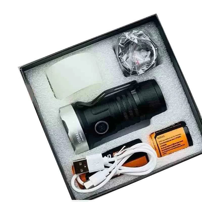 Ліхтар YEMAO YM-F963X-5XTE+4XPE, multi-color light, UV, 1x26650/26350, ЗУ Type-C, магніт, ковпачок — фото 5