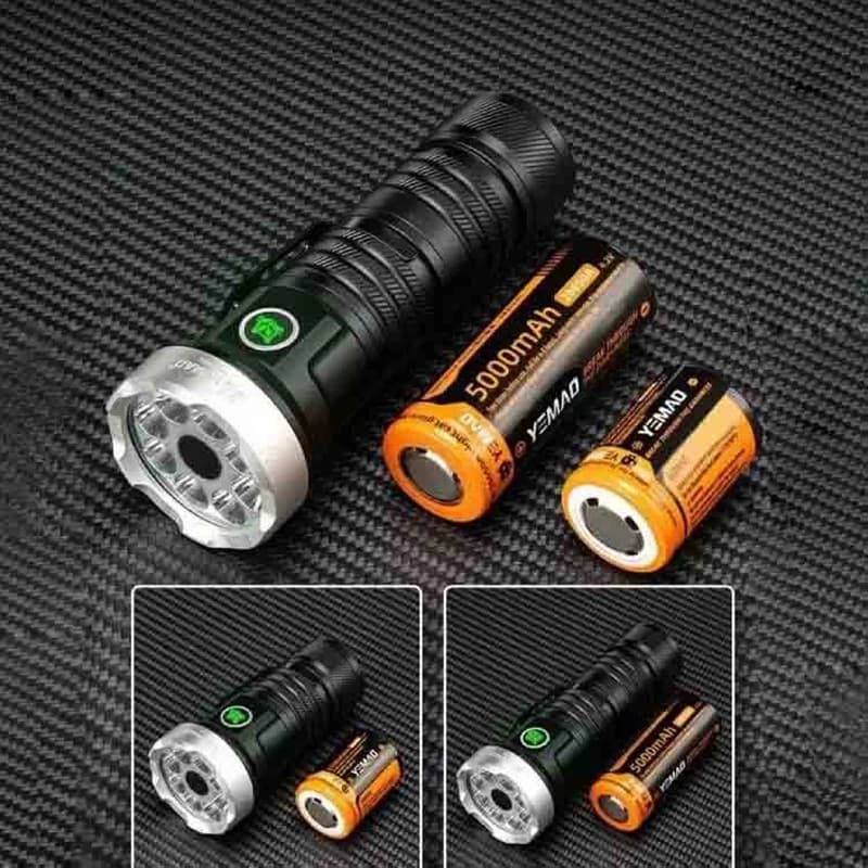 Ліхтар YEMAO YM-F963X-5XTE+4XPE, multi-color light, UV, 1x26650/26350, ЗУ Type-C, магніт, ковпачок — фото 9