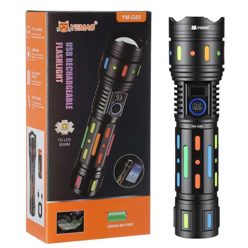 Ліхтар YEMAO YM-G85-TG, 1x32850, Power Bank, ЗУ Type-C, zoom