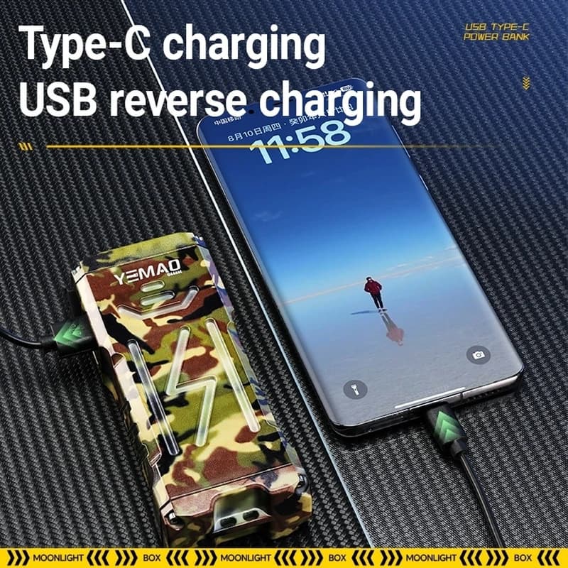 Ліхтар YEMAO YM-G666M-6P80, Li-Ion акумулятор, Power Bank, ЗУ Type-C, чохол — фото 8