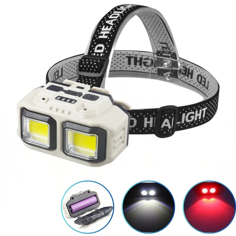 Ліхтар налобний HX-816-2COB(White+Red), Waterproof, 1x18650, ЗП Type-C, Box — фото 1
