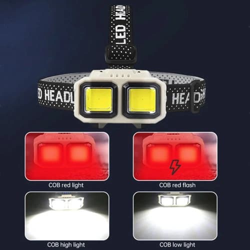 Ліхтар налобний HX-816-2COB(White+Red), Waterproof, 1x18650, ЗП Type-C, Box — фото 7