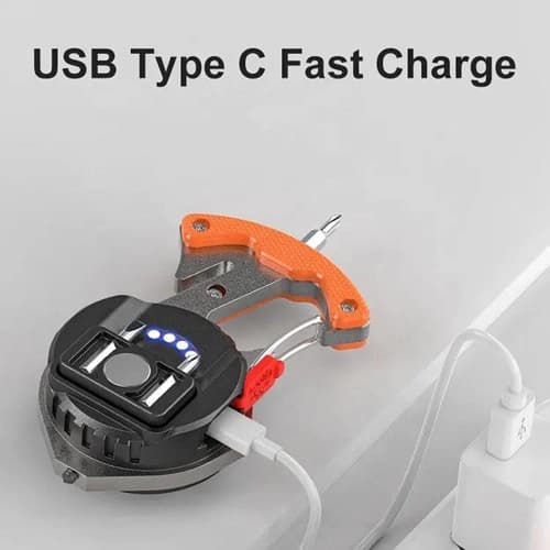 Ліхтар MULTIFUNCTIONAL W5143-COB(White+Yellow+Red), multitool, Li-Ion акумулятор, магніт, карабін, викрутка, ЗП Type-C — фото 10