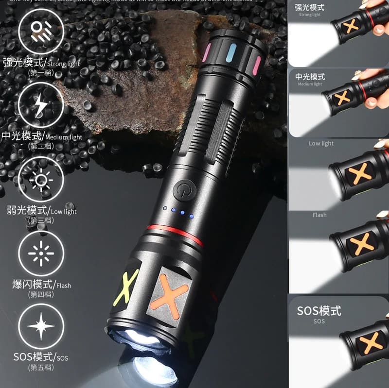 Ліхтар PLD-CA166-3 1 РЕЖИМ WHITE LASER LED PM10-TG, 1х18650, індикація заряду, ЗУ Type-C, zoom, Box — фото 3