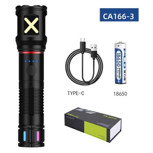 Ліхтар PLD-CA166-3 1 РЕЖИМ WHITE LASER LED PM10-TG, 1х18650, індикація заряду, ЗУ Type-C, zoom, Box — фото 7