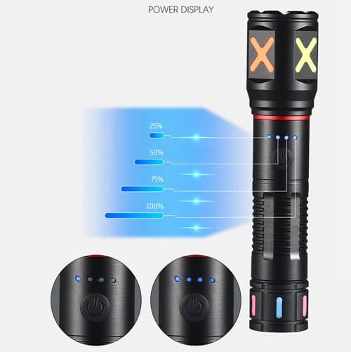 Ліхтар PLD-CA166-3 1 РЕЖИМ WHITE LASER LED PM10-TG, 1х18650, індикація заряду, ЗУ Type-C, zoom, Box — фото 9