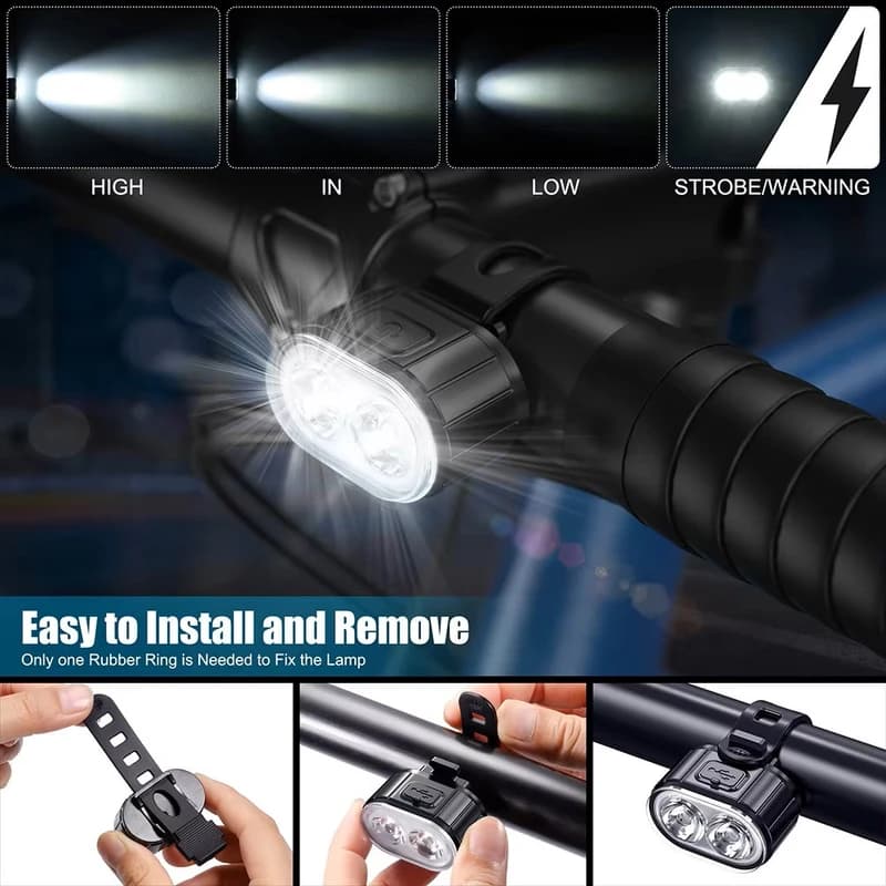 Велокомплект ZH-078-2LED ліхтар + STOP-14SMD, waterproof, Li-Ion акумулятор, ЗП Type-C — фото 4