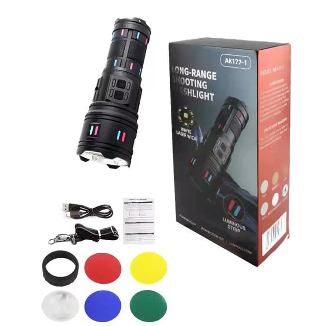 Ліхтар NIGHT VISION FLUORESCENCE AK177-1 WHITE LASER LED PM60-TG, 4х18650, Power Bank, індикація заряду, ЗП Type-C, zoom, 5 — фото 8