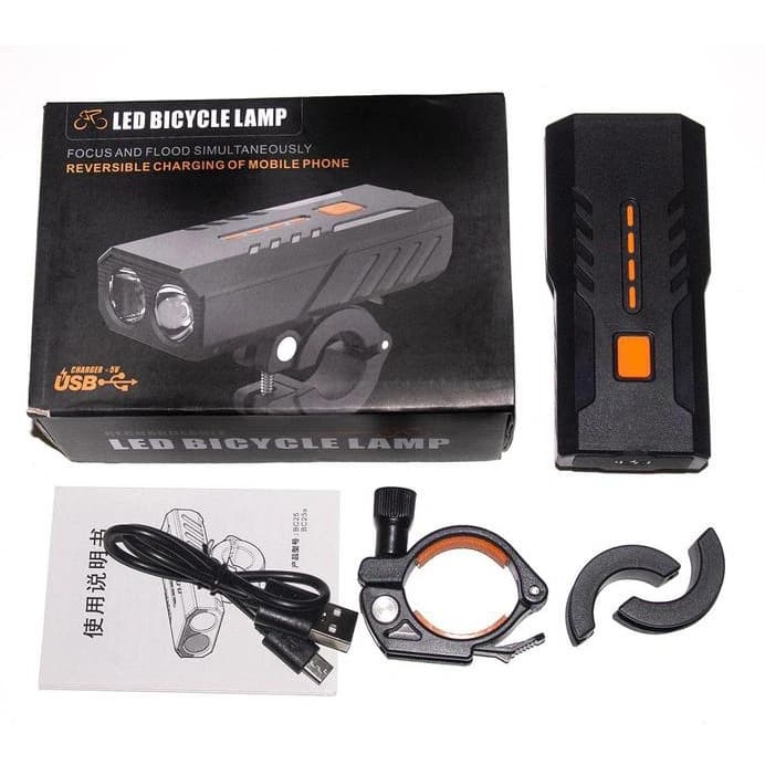 Велофара BC25S, 300LM, Waterproof, Power Bank, Li-Ion акумулятор, ЗП Type-C, індикація заряду — фото 7