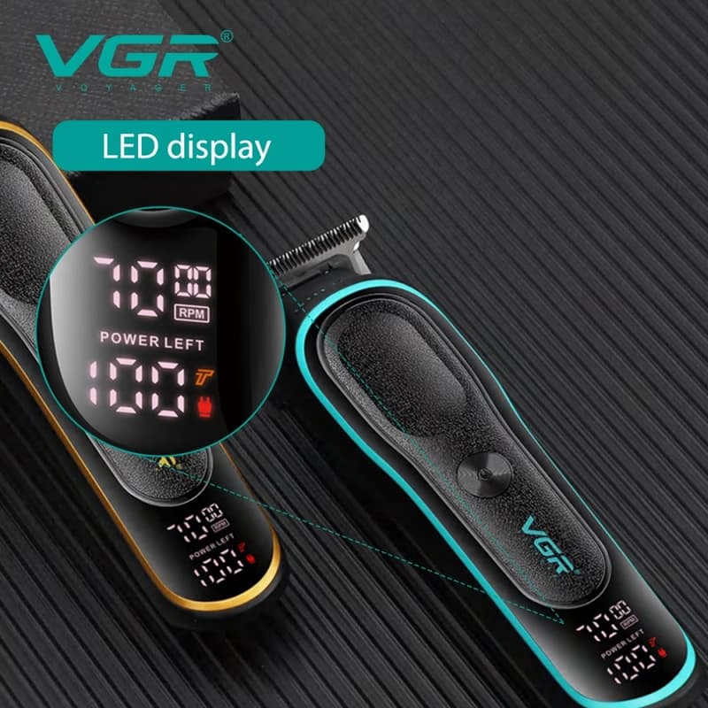 Машинка (триммер) для стрижки волосся VGR V-250 GREEN, LED Display, 6500-7000RPM — фото 6