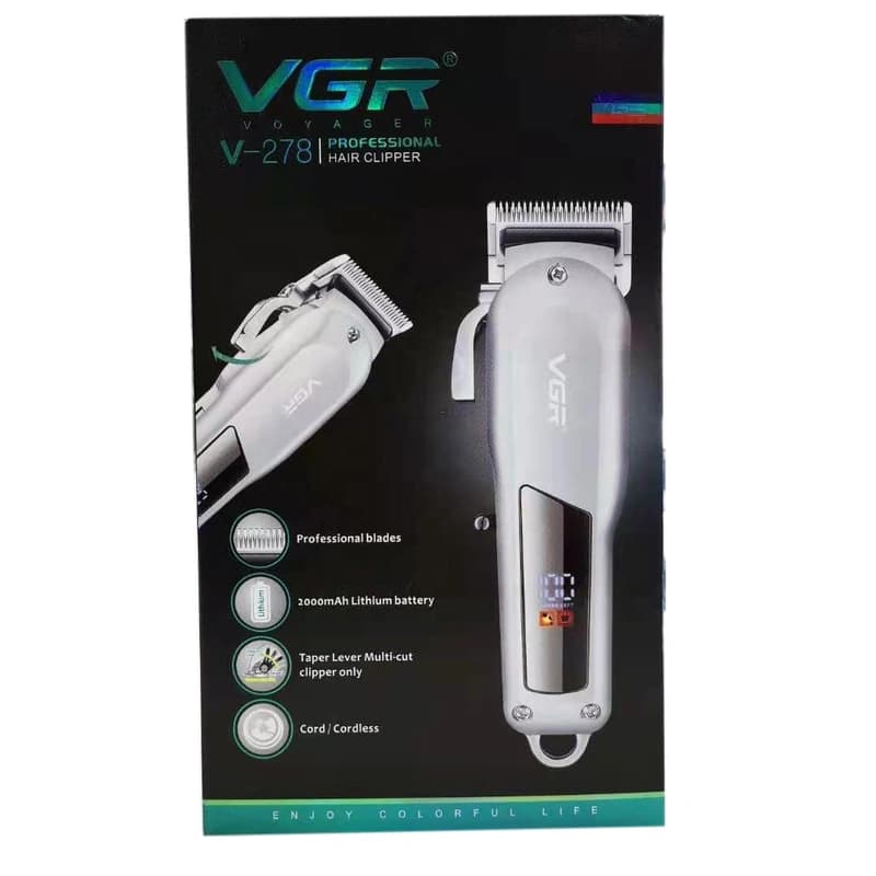 Машинка (триммер) для стрижки волосся VGR V-278 SILVER, Professional, 6 насадок, LED Display, STRONG BATTERY — фото 7