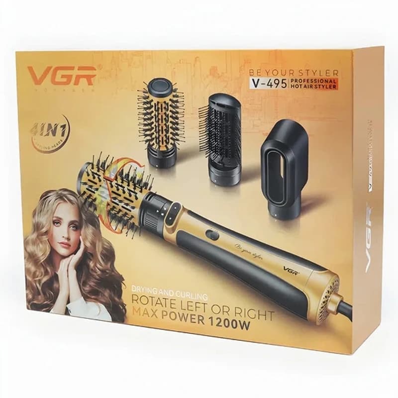 Фен-стайлер VGR 5 в 1 V-495 GOLD, 4 насадки, 2 швидкості, 3 режими температури, 1200 Вт — фото 10