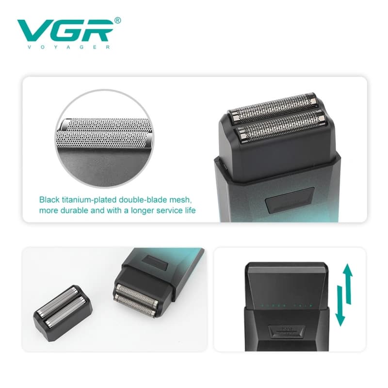 Електробритва VGR V-372 GREEN шейвер, подвійне лезо, 7500 RPM, IPX7 — фото 8