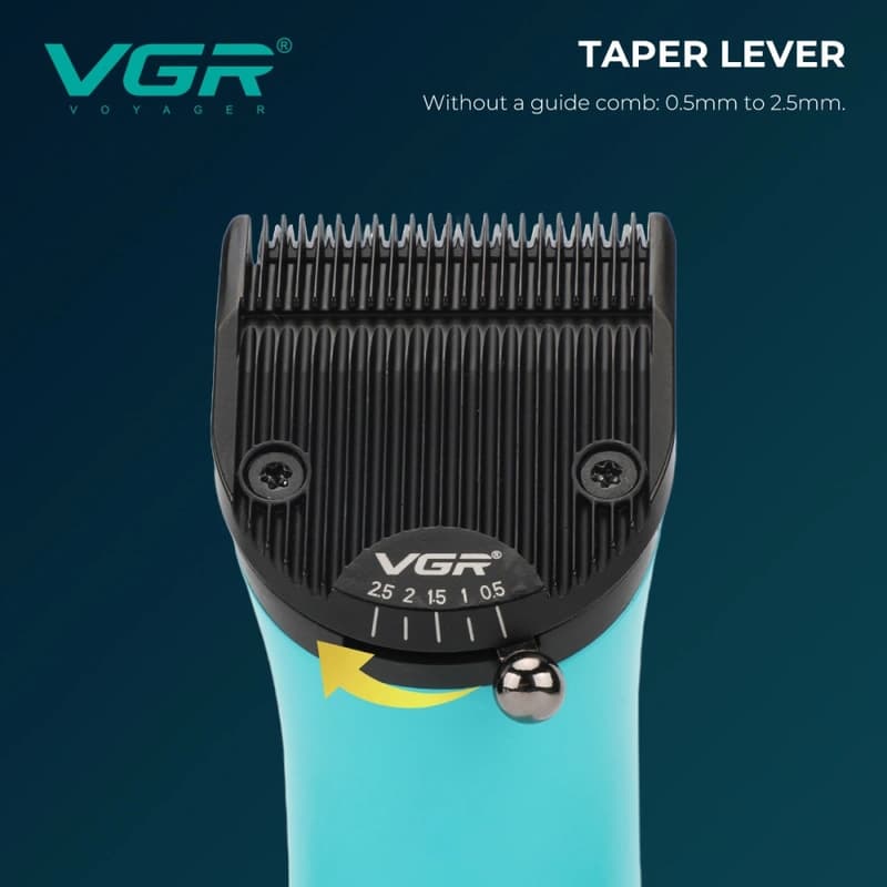 Акумуляторна машинка для стриження (clipper) VGR V-160 BLACK, 6 насадок, 8000RPM — фото 4